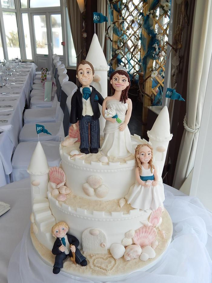 Castle Beach Themed Wedding Cake
