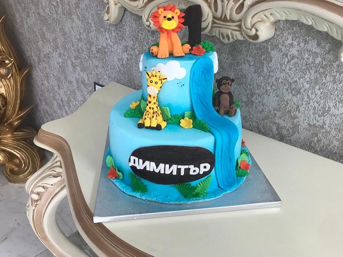 Safari animals cake