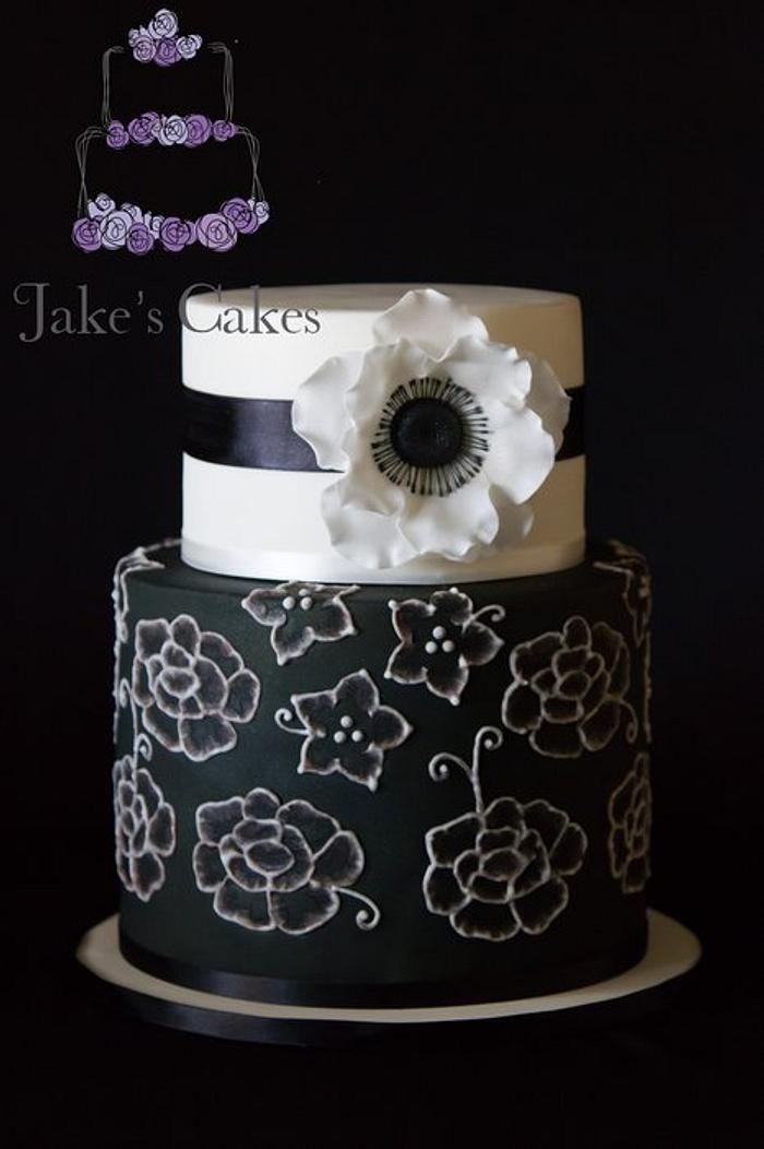 Black and white fantasy cake
