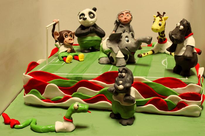 Animal football cake