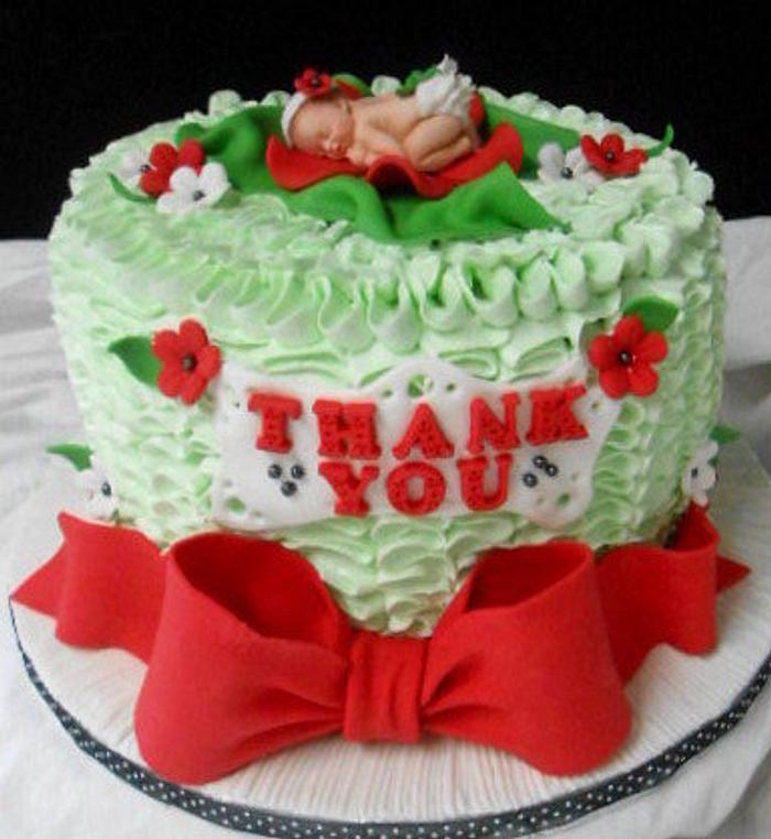 red green ruffle cake