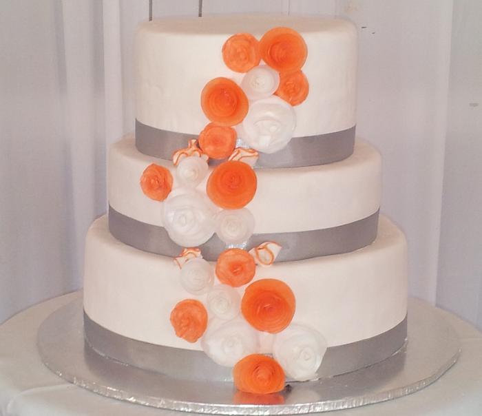Wedding Cake with Wafer Paper Roses 