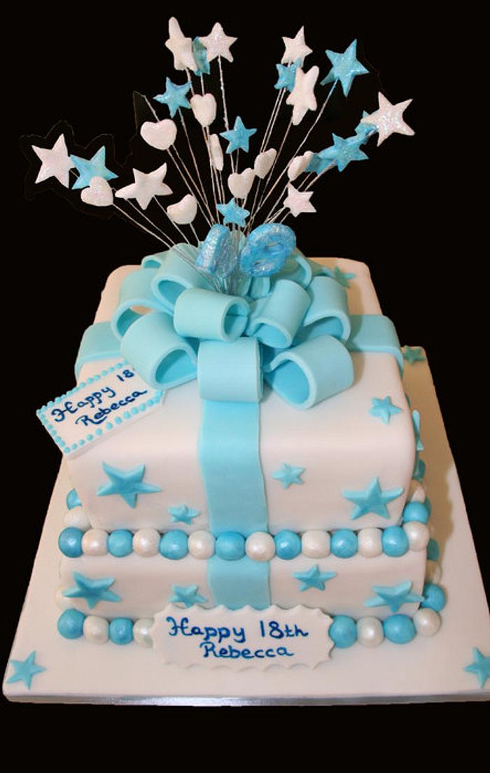 Two tier square star cake