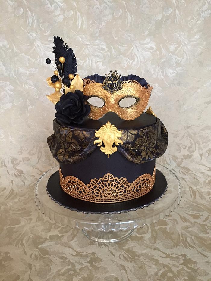 Black& Gold Masquerade cake
