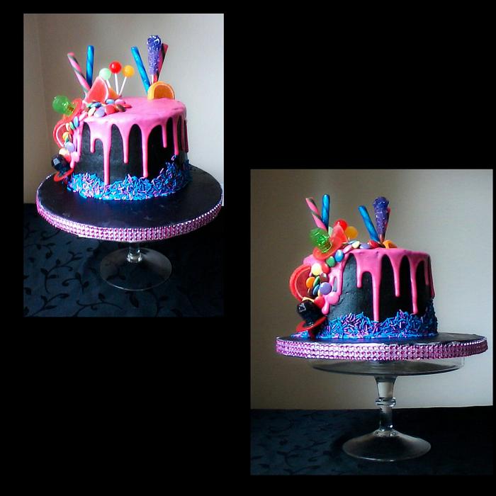 Birthday Celebration candy drip cake 