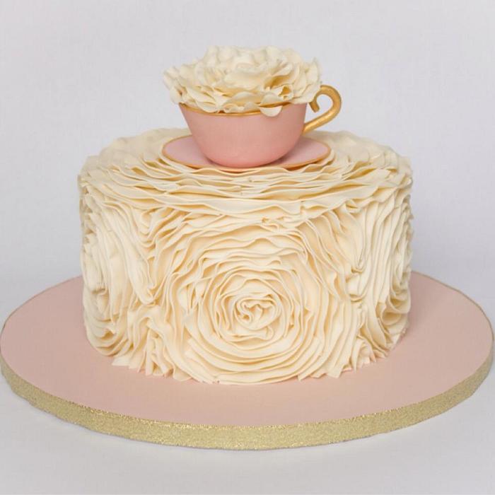 Ruffled Rosette Tea Party Cake