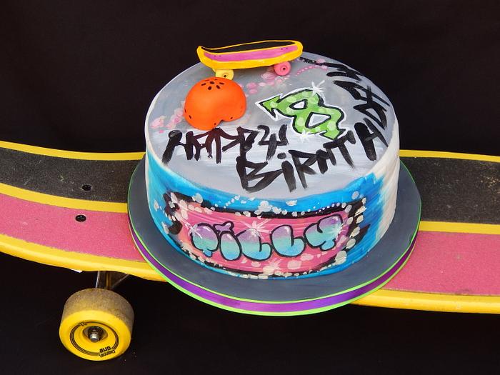My Daughters Graffiti skateboard cake