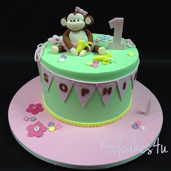 Baby monkey birthday cake