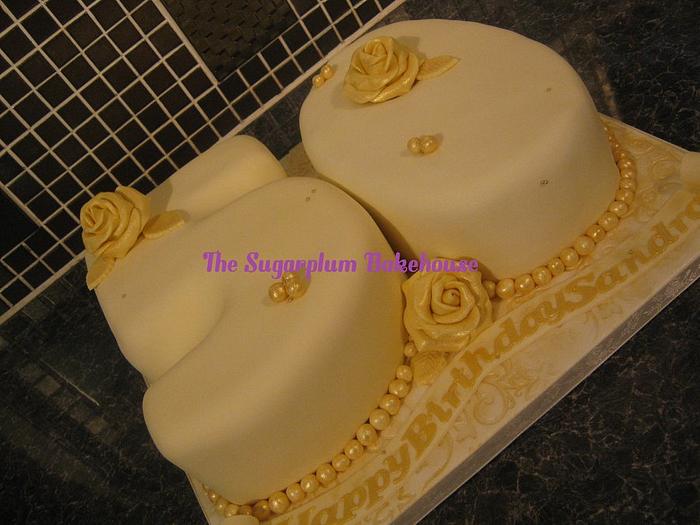 Hand Carved Cream and Gold 50 Cake
