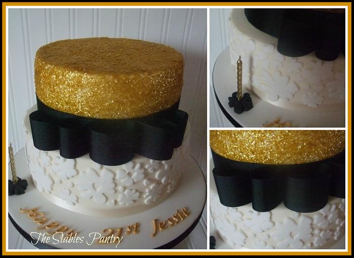 Gold and Black Glitter cake 