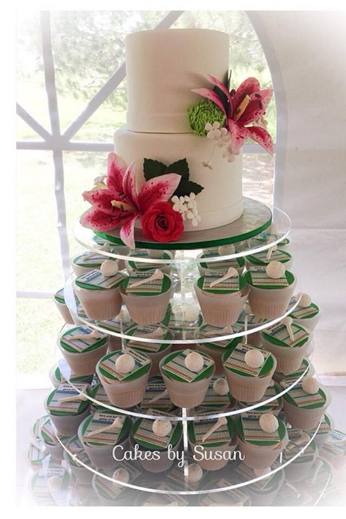 Golf themed wedding cake/cupcakes