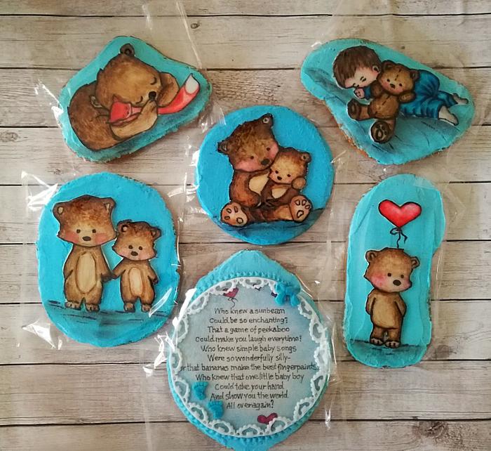 Set of hand-painted cookies for baby boy!