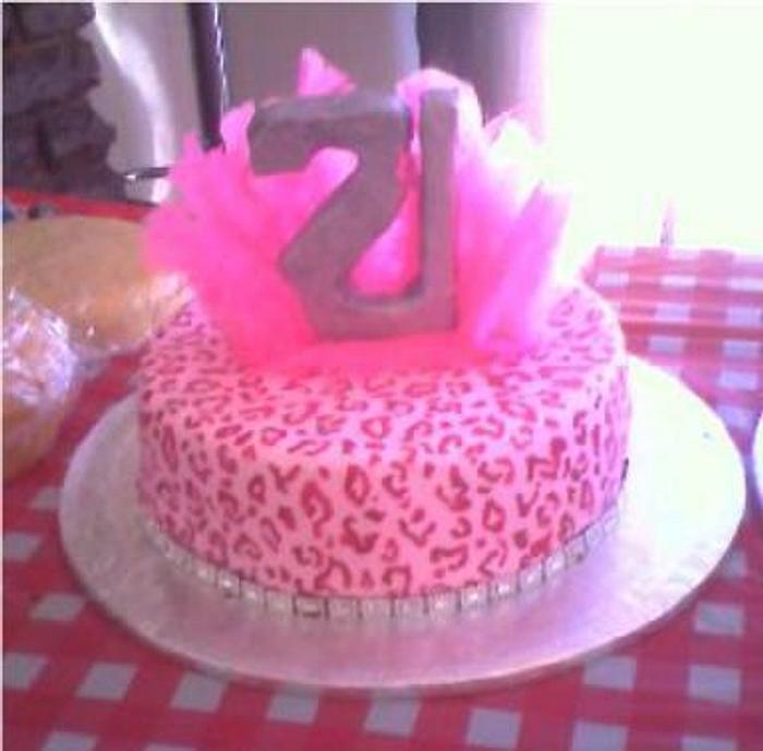 21st leopard print cake