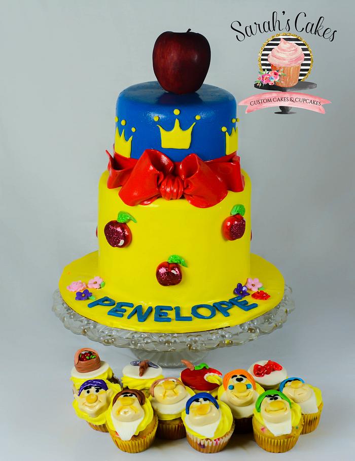 Snow white cake and cupcakes
