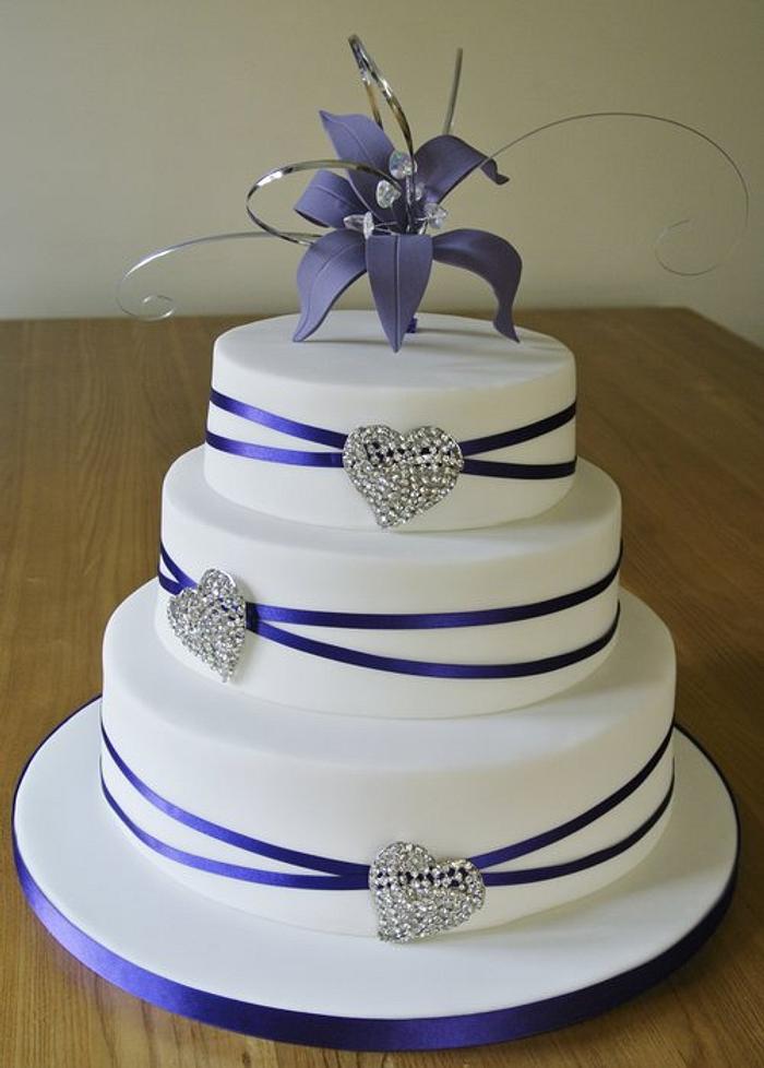Purple & white Wedding cake