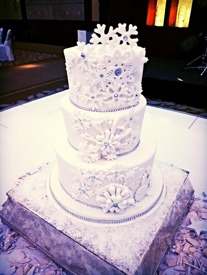 White Winter Wedding Cake