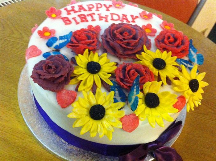 Inspired by flowers, birthday cake