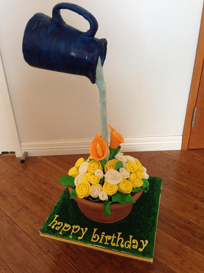 Flower gravity cake 