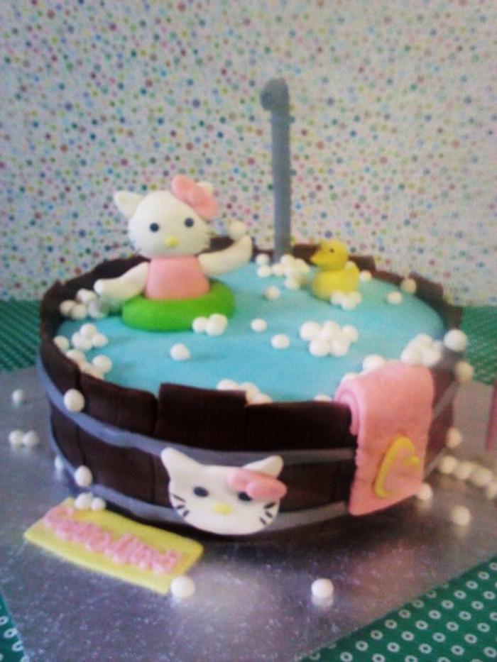 Hello Kitty in the pool