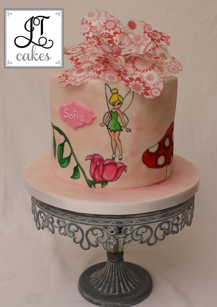 Tinkerbell hand painted cake