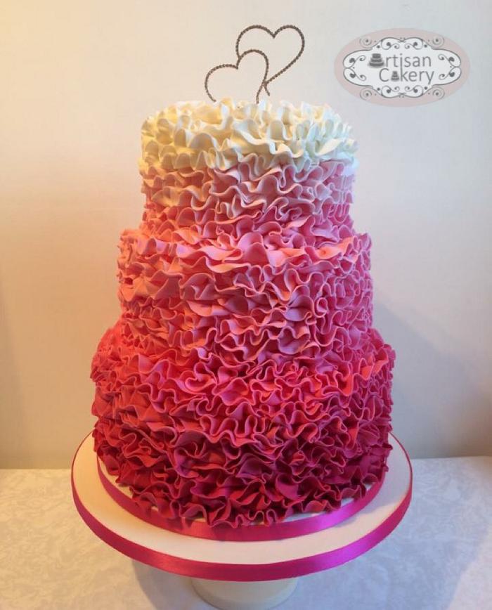 Pink ombré wedding cake