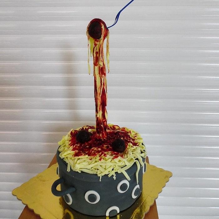 Meatballs pasta cake!!