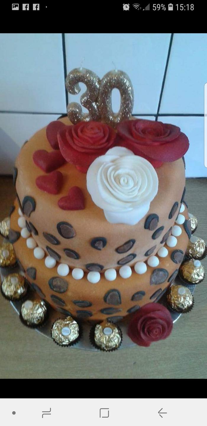 Leopard print rose cake