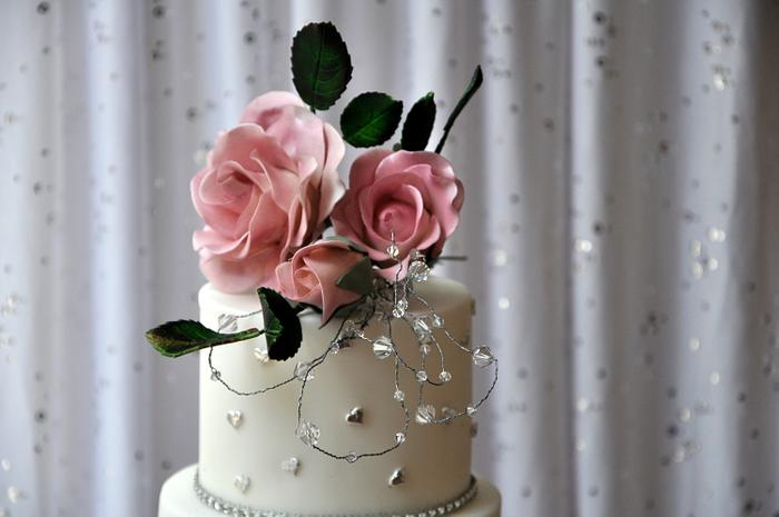 Silver leaf wedding cake
