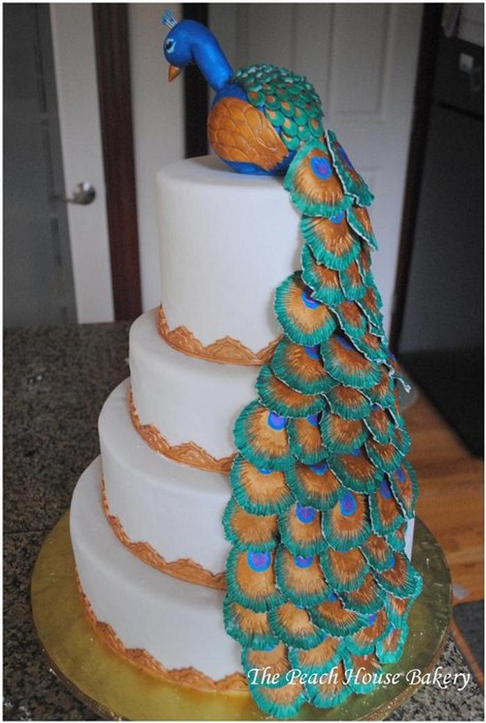 Peacock theme Diwali cake