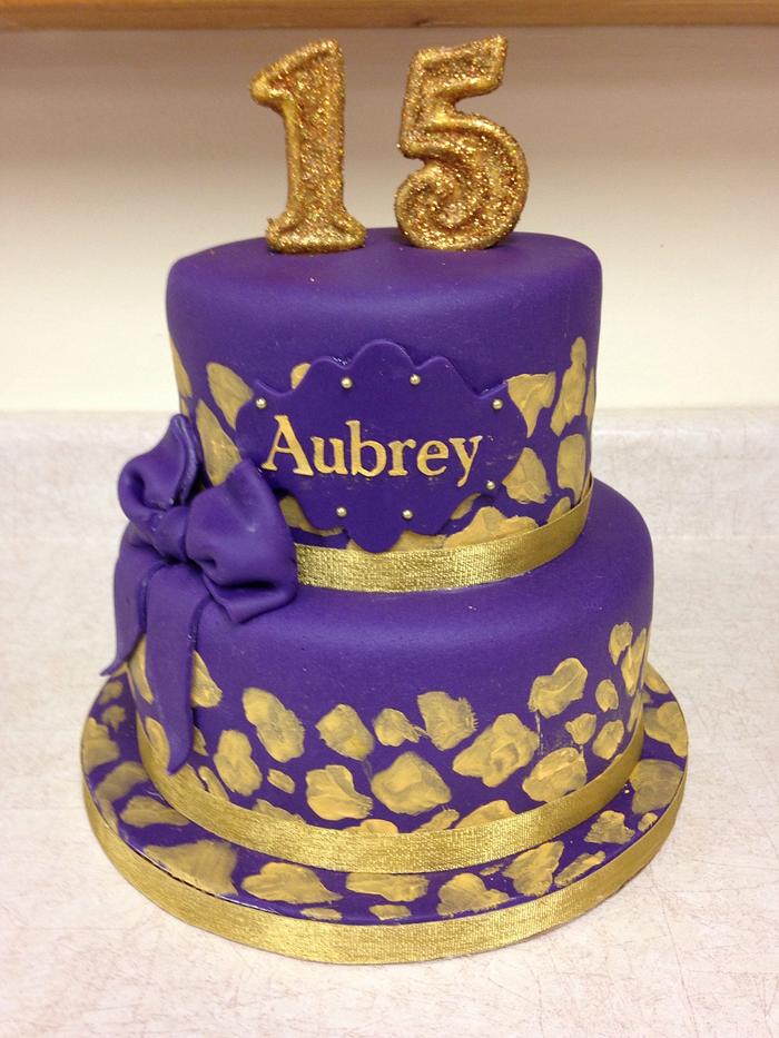 Purple and Gold Giraffe Print Cake