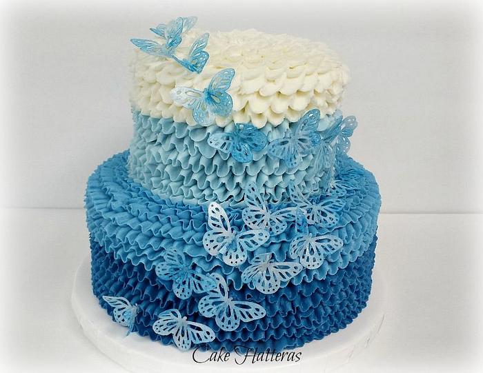 Blue Butterfly Birthday Cake