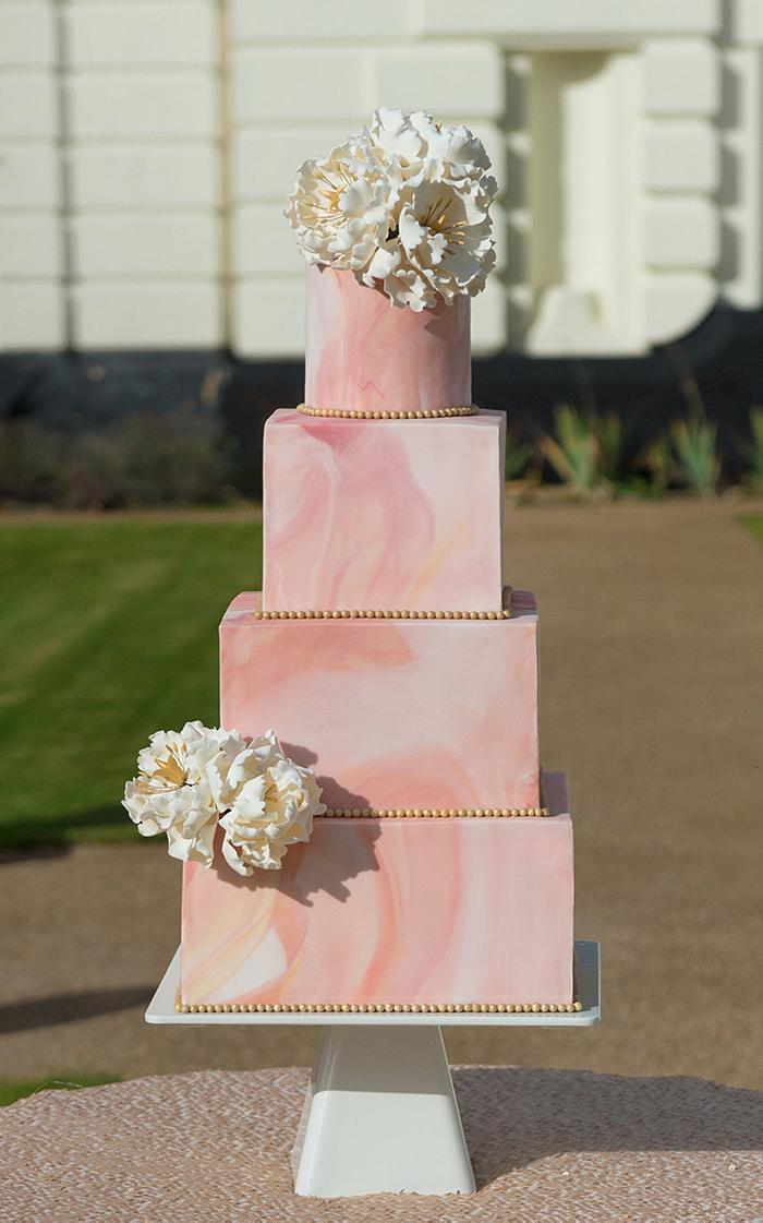 Blush Marble Wedding Cake 