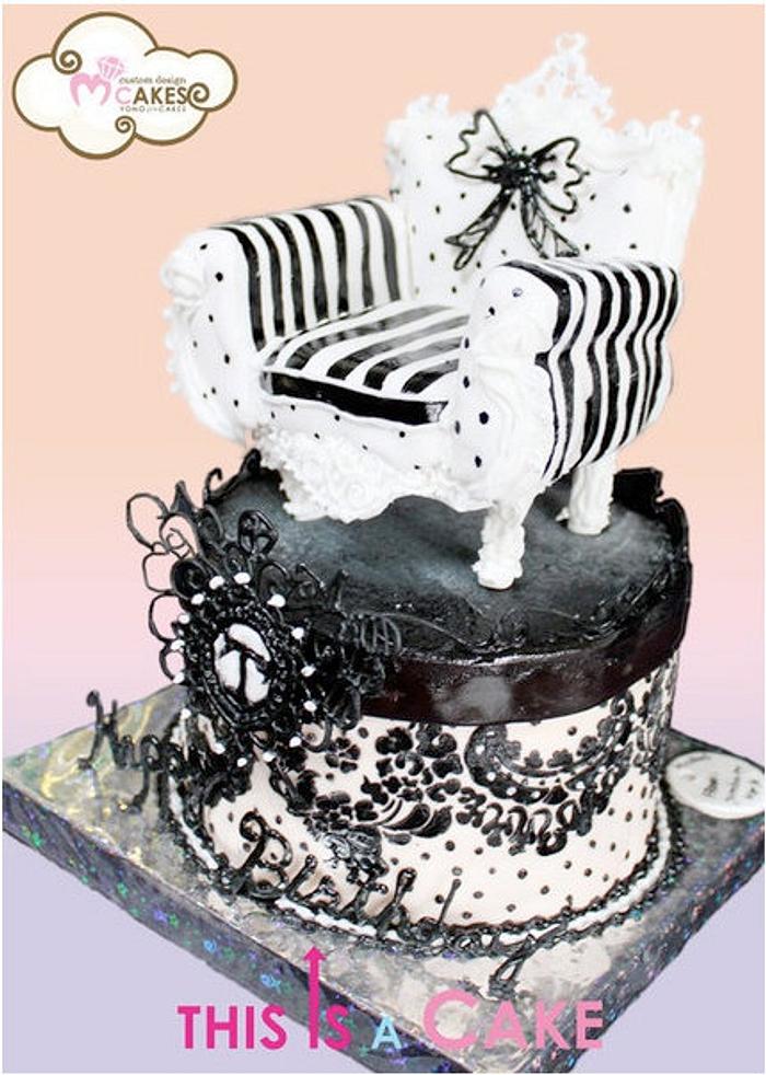 Black and White Chair Birthday Cake
