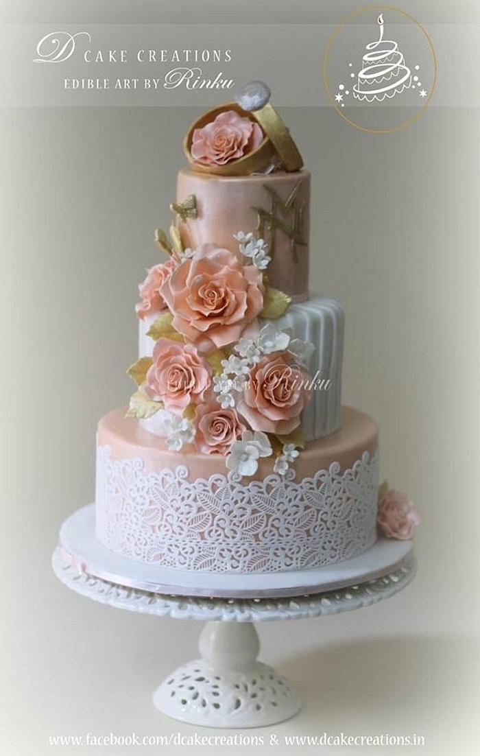 3 layer customized designer fondant cake for Engagement | Engagement cake  design, Engagement cakes, Cake