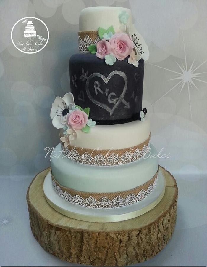Wedding cake with chalkboard effect