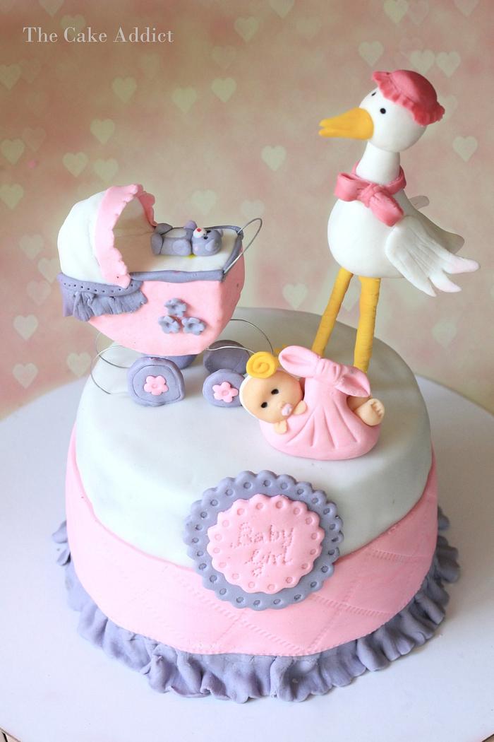 Stork Baby shower cake