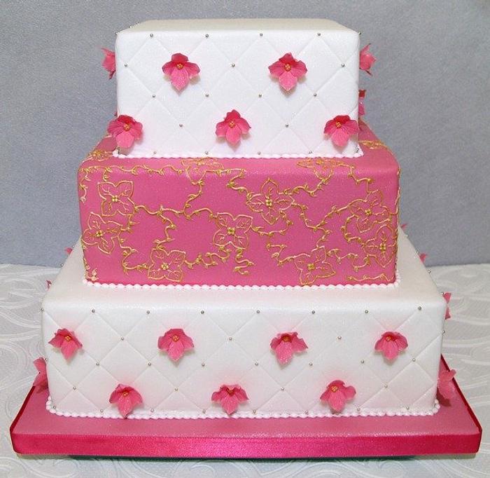 Square Hydrangea Wedding Cake
