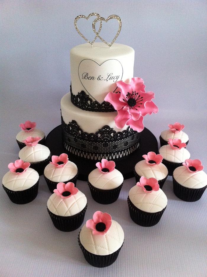 Flower engagement cake