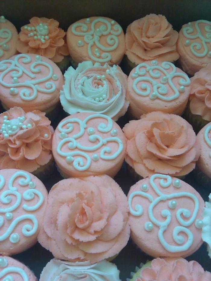 Coral Vintage All Buttercream Cupcakes