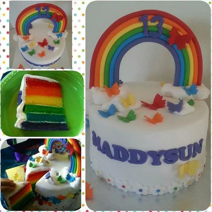 Rainbow and butterflies cake
