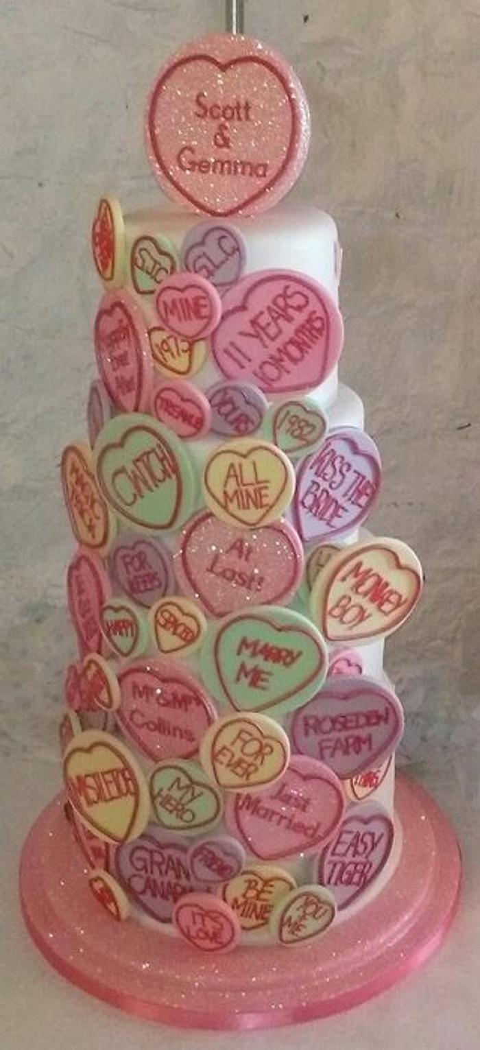 Love heart wedding cake