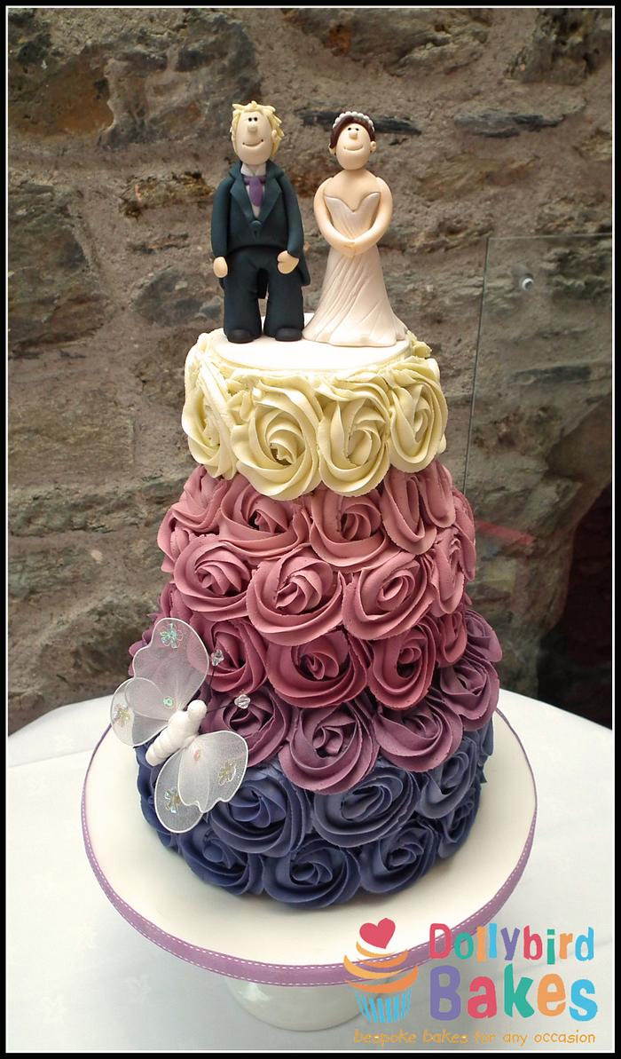 Ombre buttercream rose wedding cake