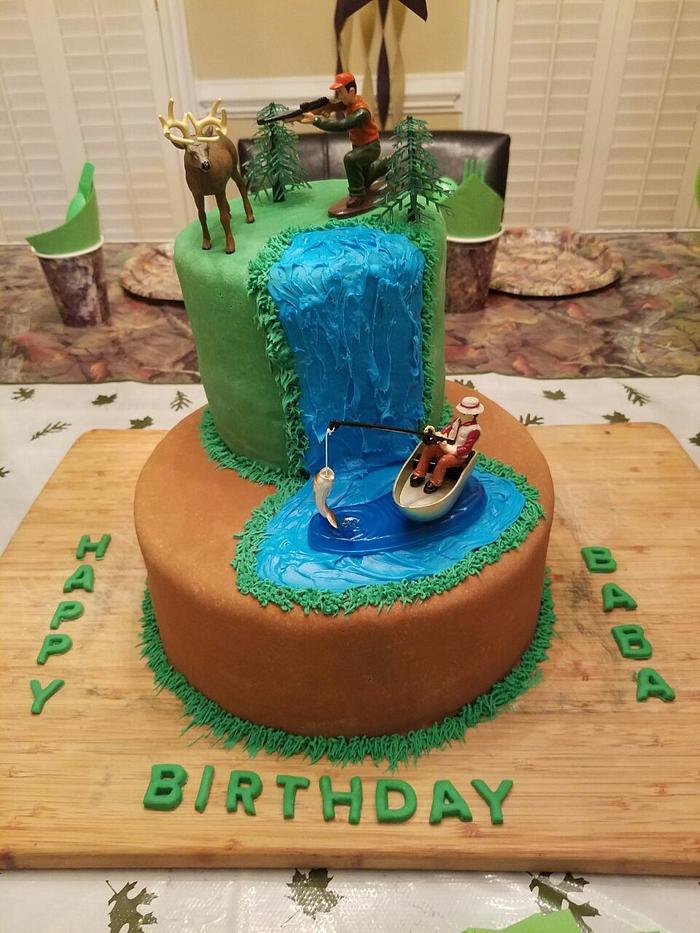 Fishing hunting cake - Decorated Cake by Missybloop - CakesDecor