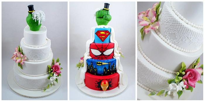 wedding cake with avengers