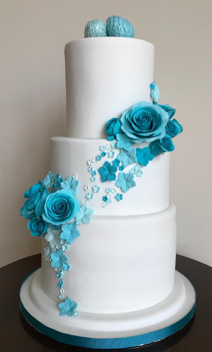 Turquoise wedding cake
