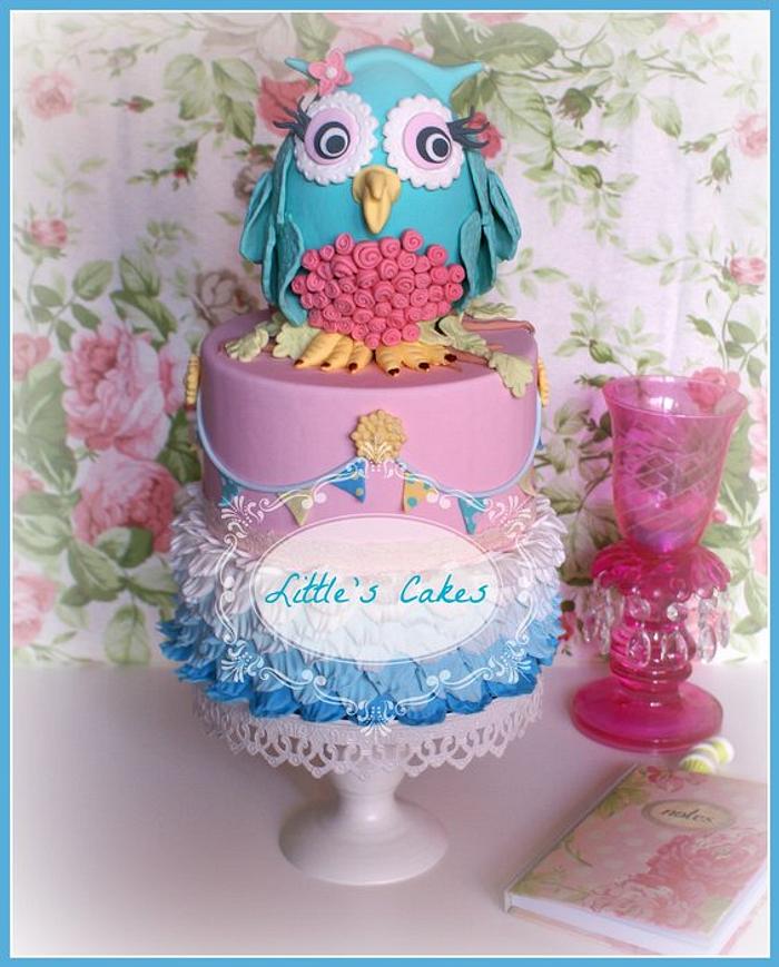 Shabby Chic Owl Cake