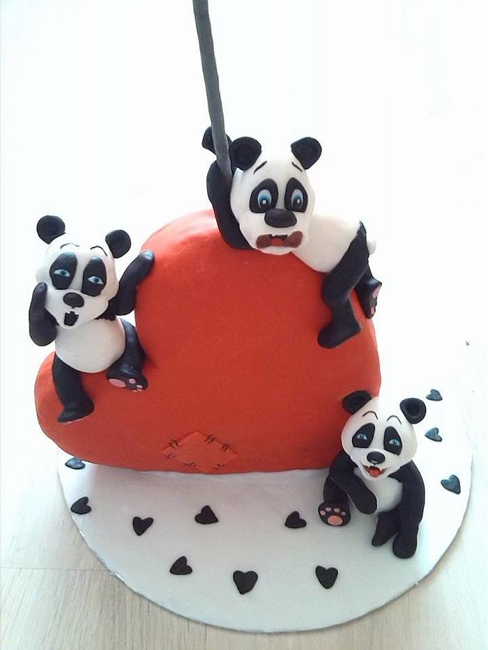 panda valentine cake