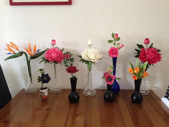 All pretty flowers in  row