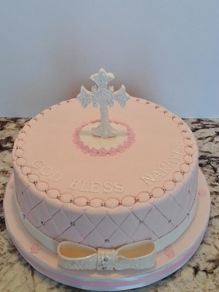 Pastel Pink Baptism Cake