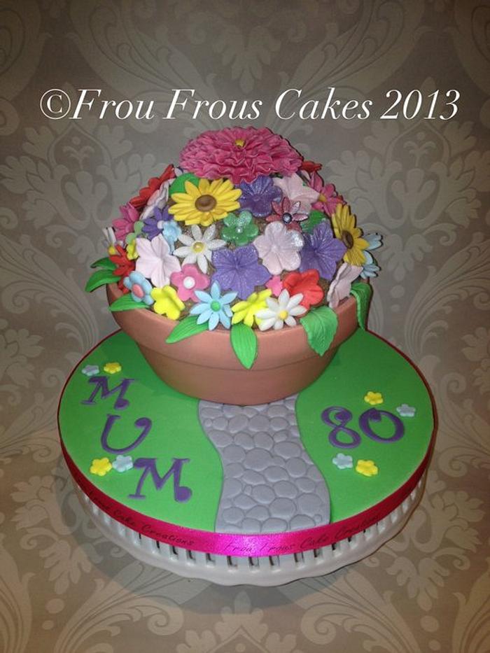 Flower pot giant domed cupcake for a special lady